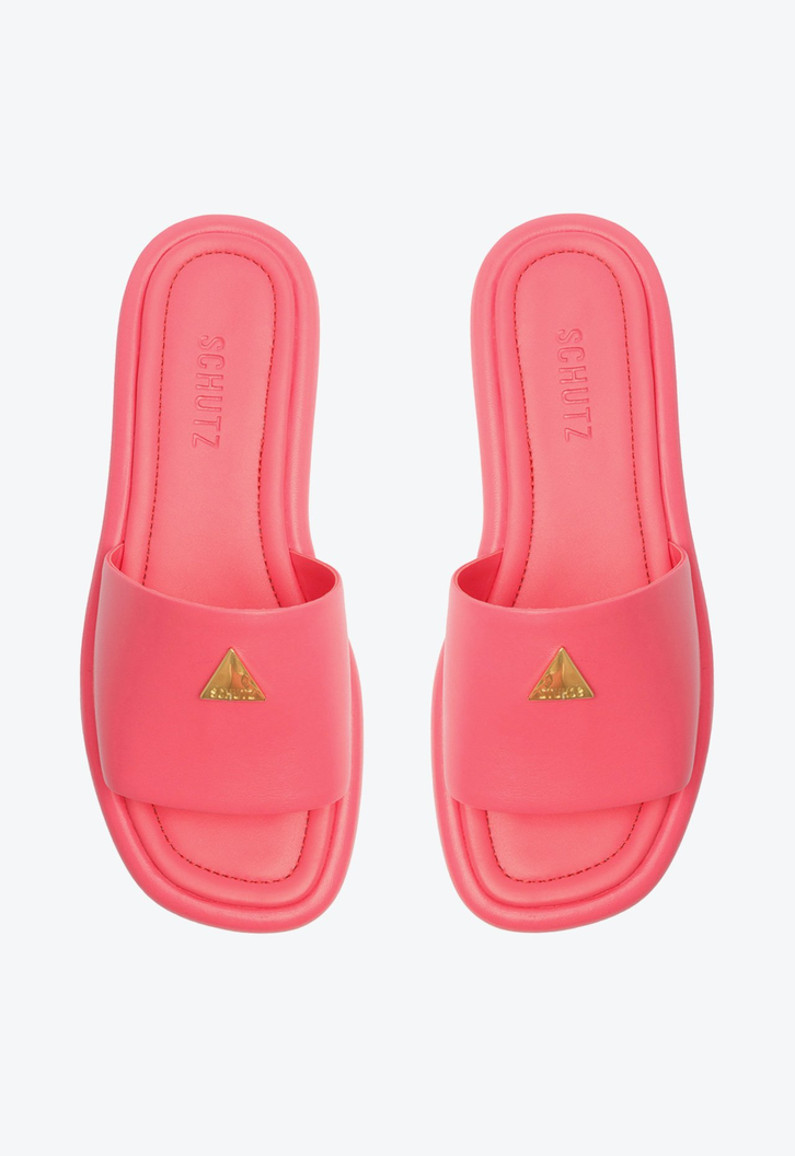 Sandália Plataforma Couro Rosa