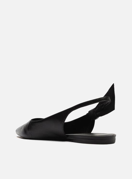 Sapatilha Preta Arezzo Couro Slingback Nó