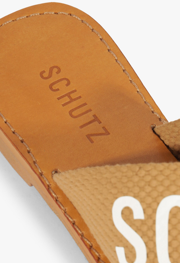 Sandália Rasteira X Schutz Logo Marrom