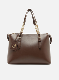 Bolsa Tote Marrom Arezzo Couro Grande Alça Corrente