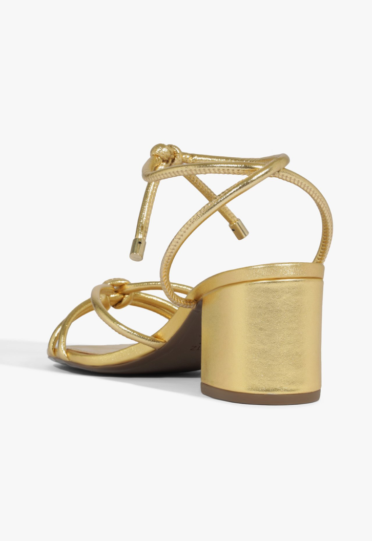 Sandália Block Heel Trama GOLD