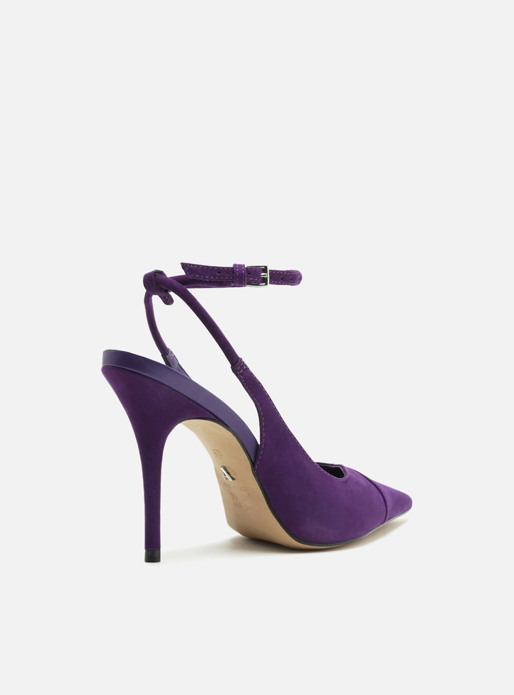 Scarpin Roxo Arezzo Nobuck Salto Fino Tira