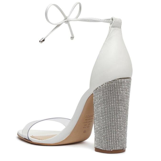 Sandália Schutz Salto Bloco Glitter Vinil Branca | ZZ MALL