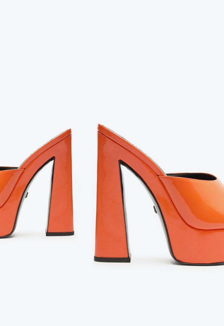 Sapato Mule Plataforma New Wedge Laranja