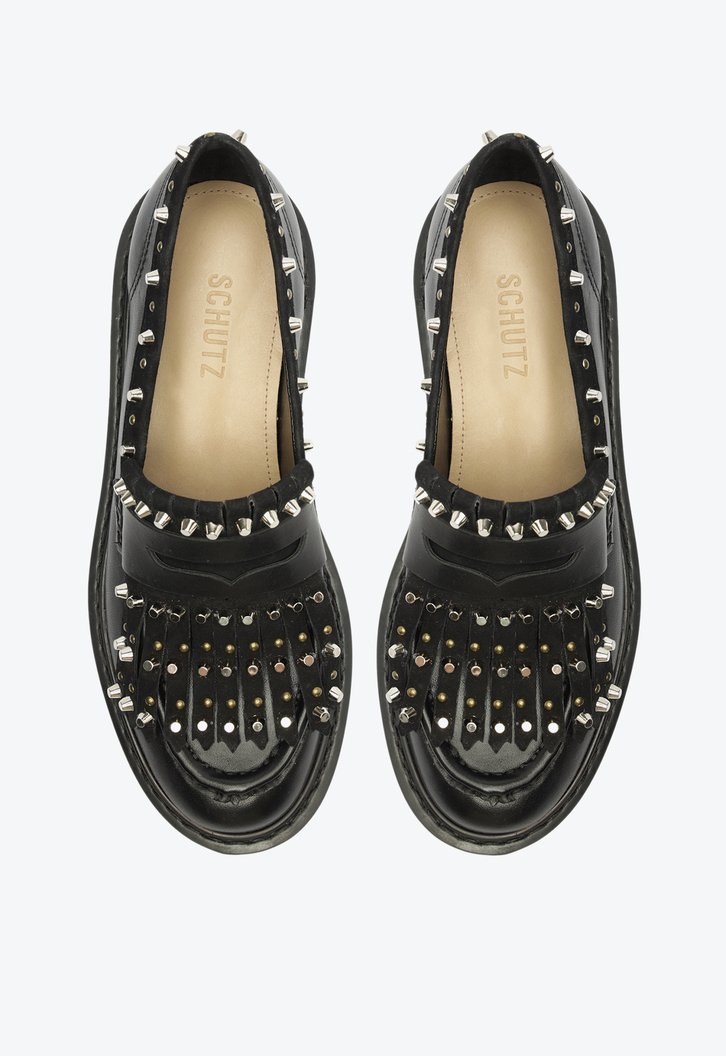 Mocassim Preto Schutz Couro Tratorado