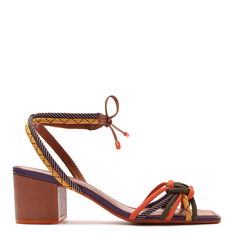 Sandália Marrom Arezzo Bloco Cordões Coloridos