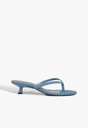 Sandália Mule Tiras Salto Baixo Azul