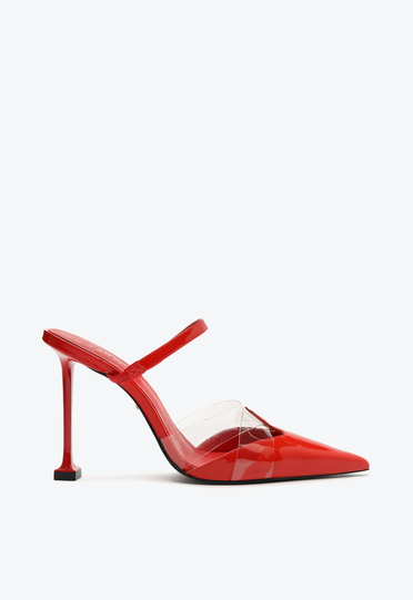Scarpin Mule Schutz Salto Alto Vinil Vermelho | ZZ MALL