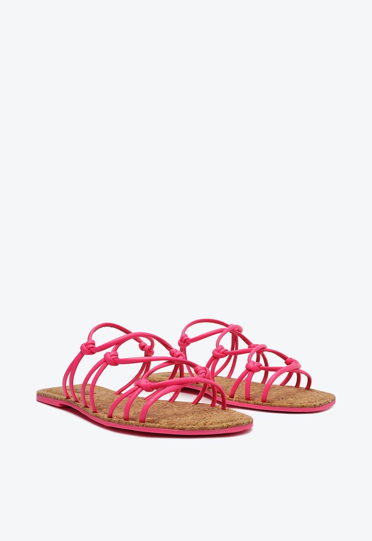 Rasteira Rosa Tiras De Nó