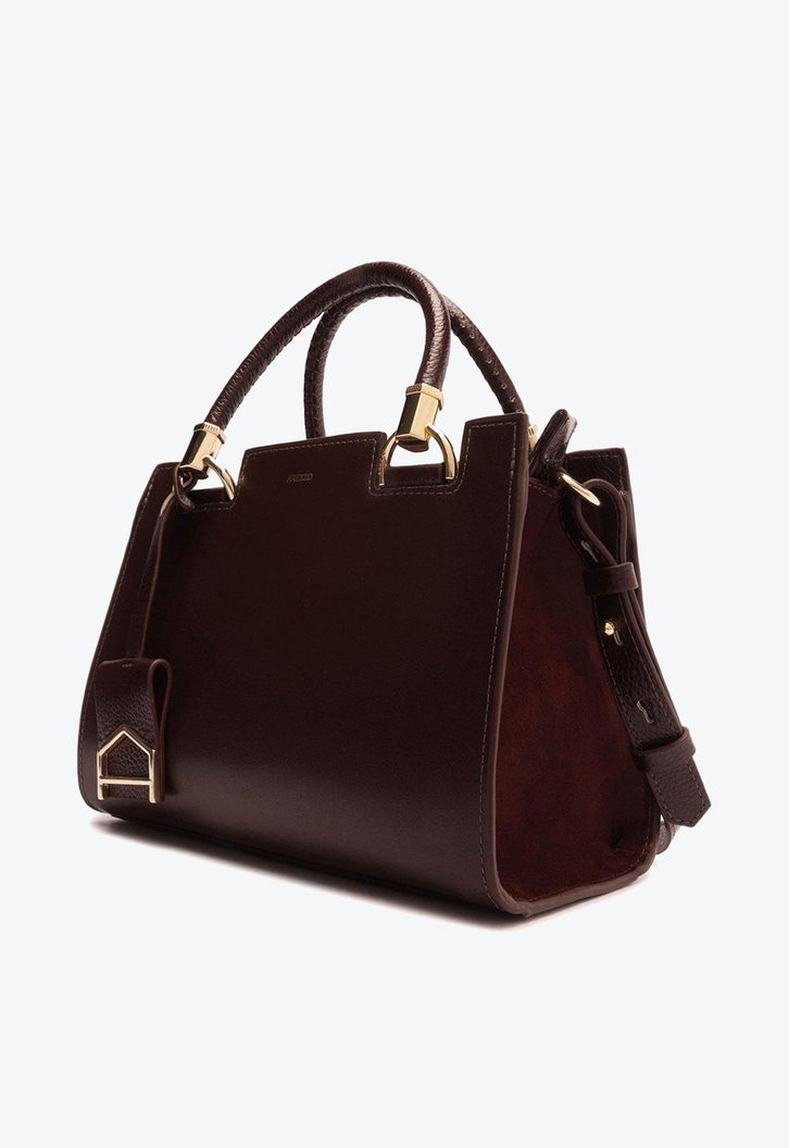 Bolsa Tote Vinho Arezzo Couro Abraccio Média