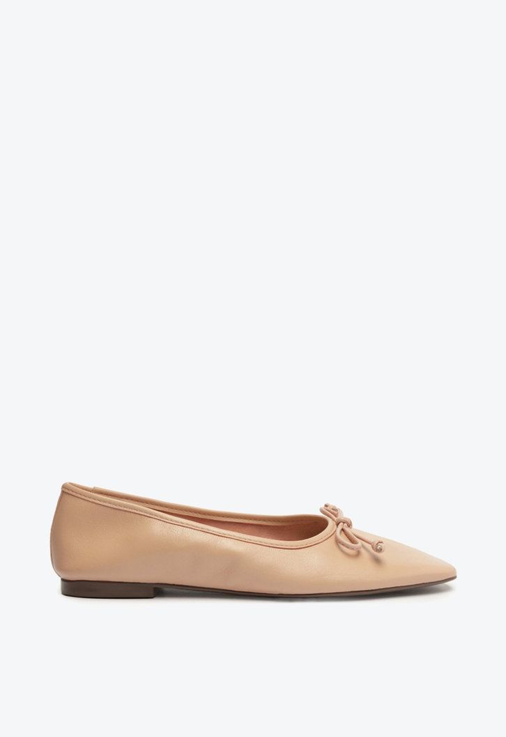 Sapatilha Ballerina Laço Bico Fino Rosa Claro