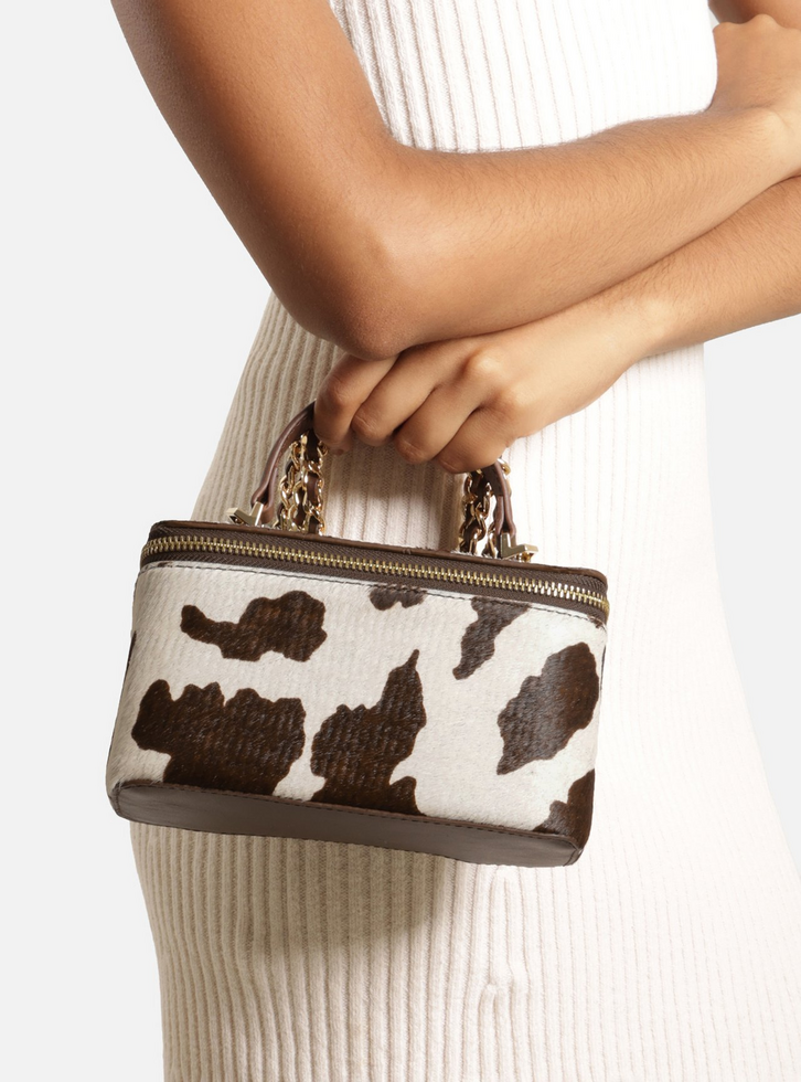 Bolsa Tiracolo Animal Print Couro Pequena Croco Corrente