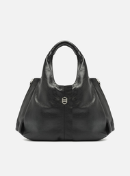 Bolsa Tote Preta Arezzo Couro Grande Bolsos Laterais