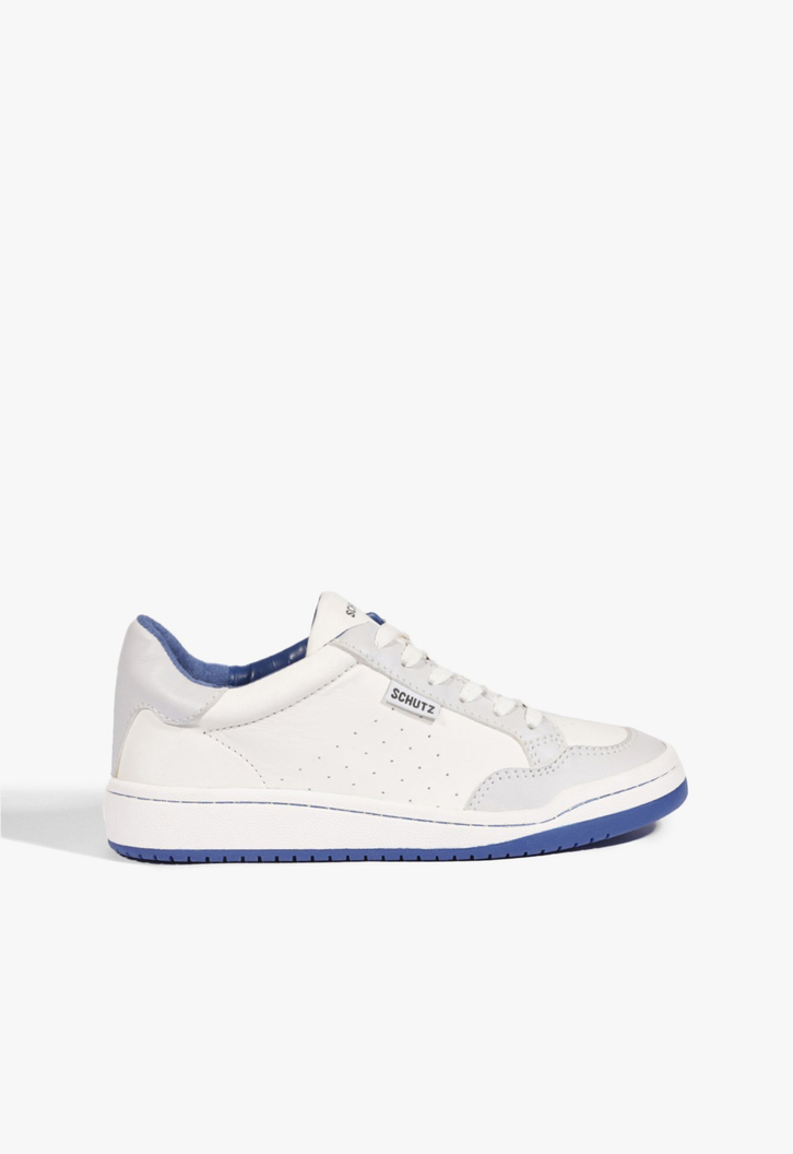 Tênis Couro Branco e Azul