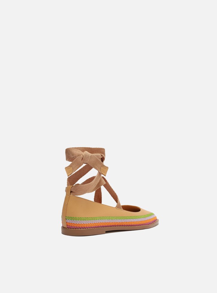 Espadrille Nude Couro Rasteira Color