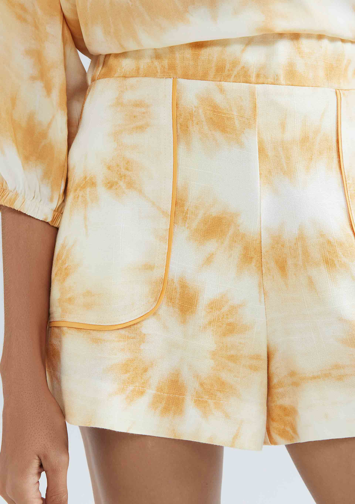 Shorts Amarelo Hering Estampado Em Viscose