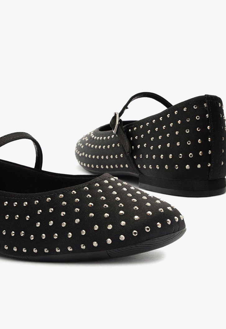 Sapatilha Infantil Preta Arezzo Strass Bico Redondo Charlotte