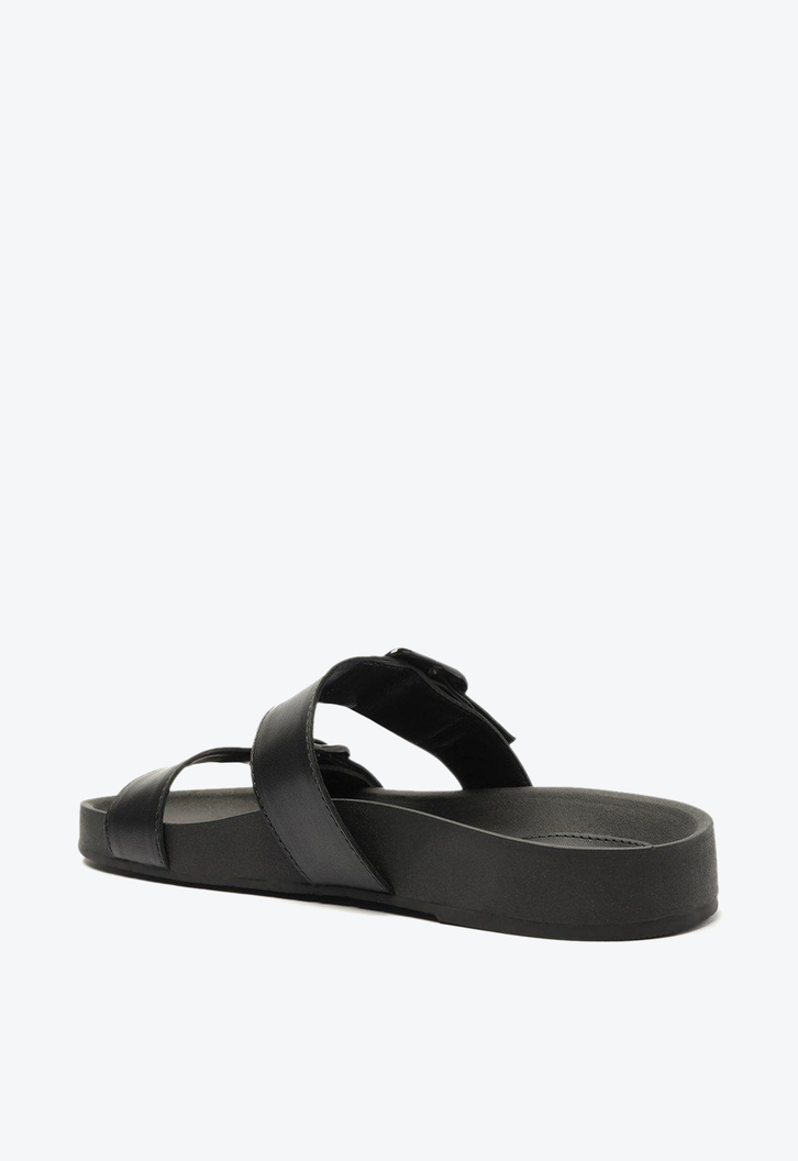 Sandália Papete Flatform Preta Arezzo Tiras