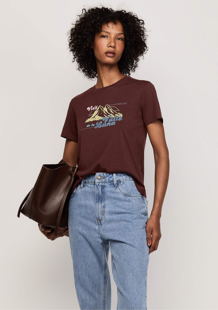 Camisa Vinho Dzarm Estampada com Meia Manga Regular Burgundy