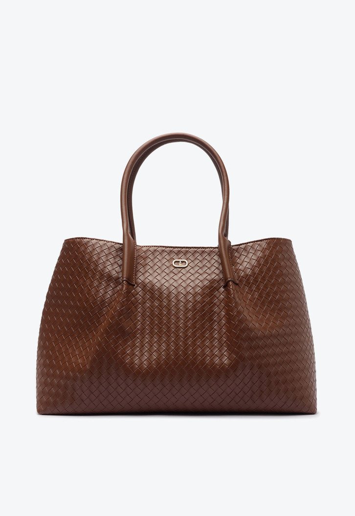 Bolsa Shopping Grande Textura Tressê Marrom