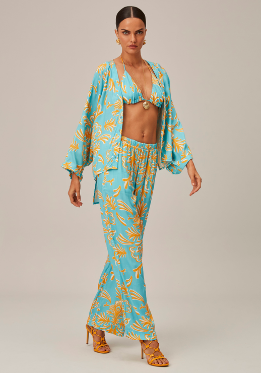 Camisa Azul Lança Perfume Oversized Mullet Com Top