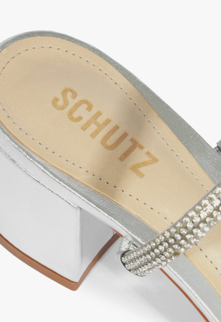 Sandália Mule Glam Prata
