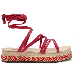 Sandália Flatform Rosa Anacapri Amarração Gonzalo Palha Trançada