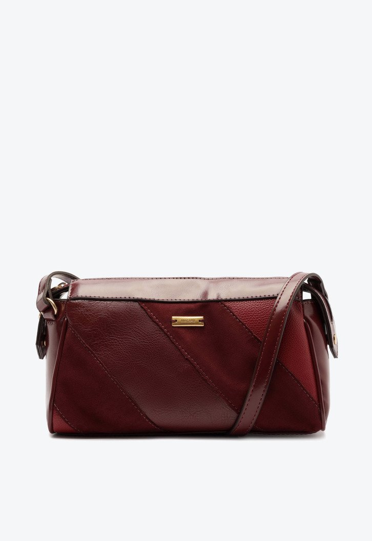 Bolsa Média Tiracolo Mix Texturas Vermelha