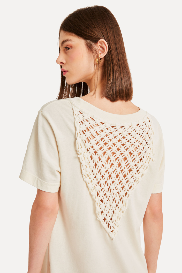 VESTIDO BEGE REVERSA MALHA MACRAME