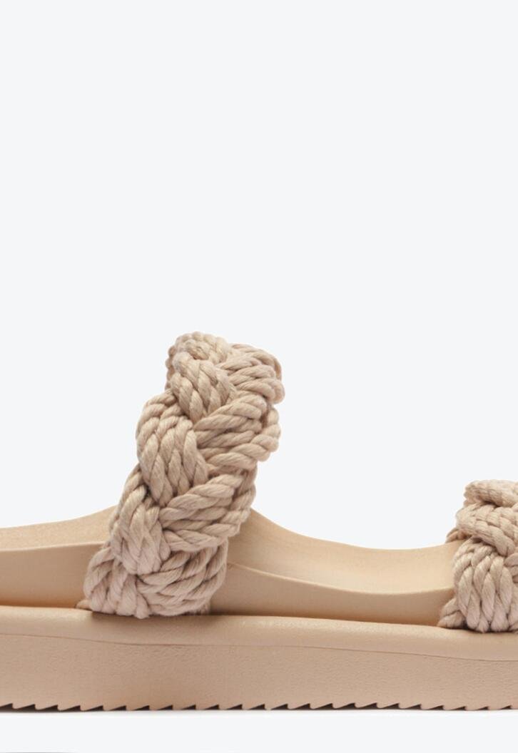 Rasteira Papete Nude Anacapri Duas Tiras Trançada