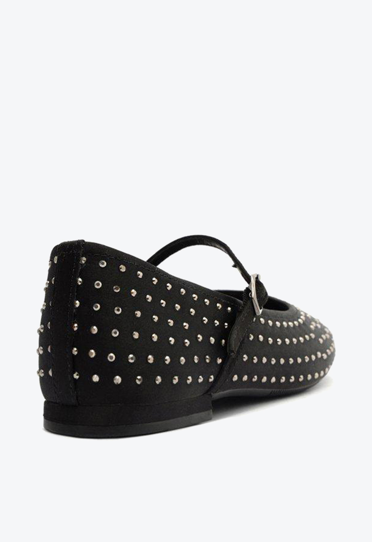 Sapatilha Infantil Preta Arezzo Strass Bico Redondo Charlotte