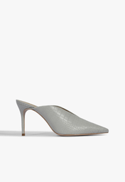 Sapato Mule Cava Croco Cinza