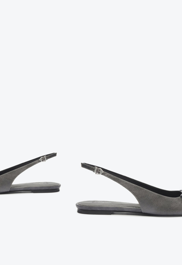 Sapato Slingback Cady Ballet Couro Preto