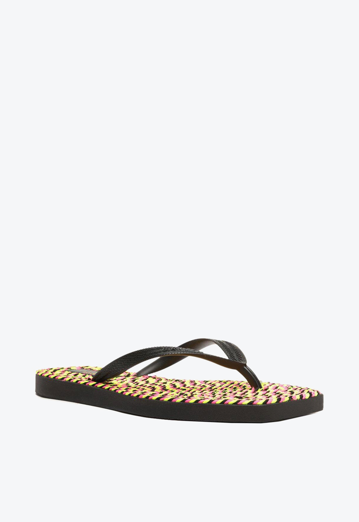 Chinelo De Dedo Preto Brizza Square Crochê
