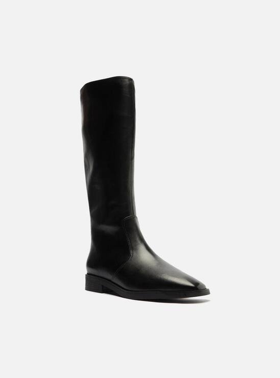 BOTA PRETA AREZZO COURO CANO LONGO ZÍPER MONTARIA