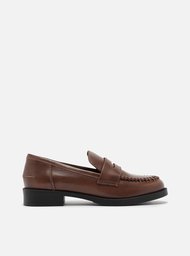 Mocassim Caramelo Couro Bloco Costuras
