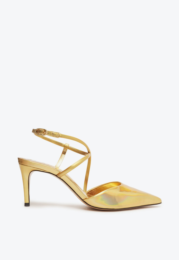 Sandalia Bico fino dourada