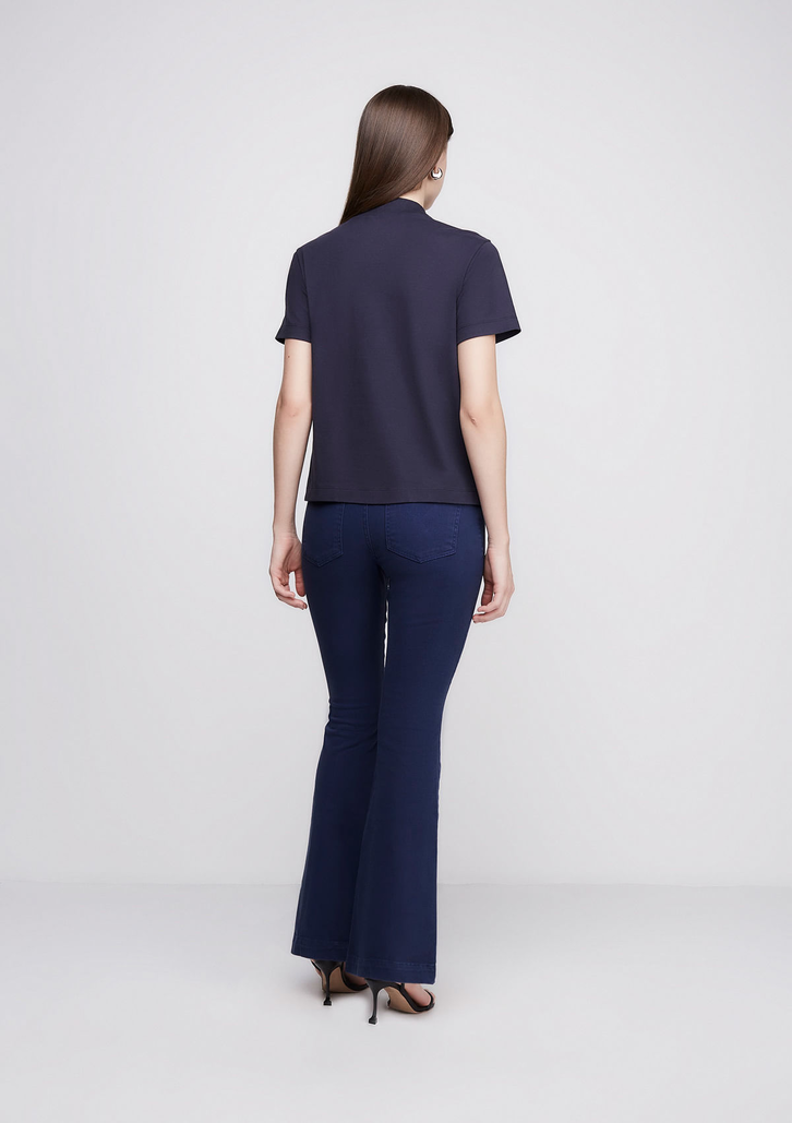 Calça Flare Azul Off White DZARM Slim Cintura Média
