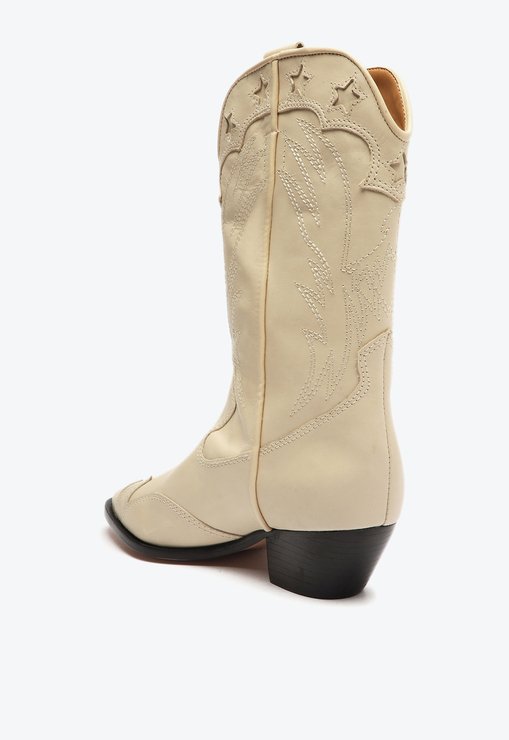 Bota S-Cicera Salto Bloco Couro Creme