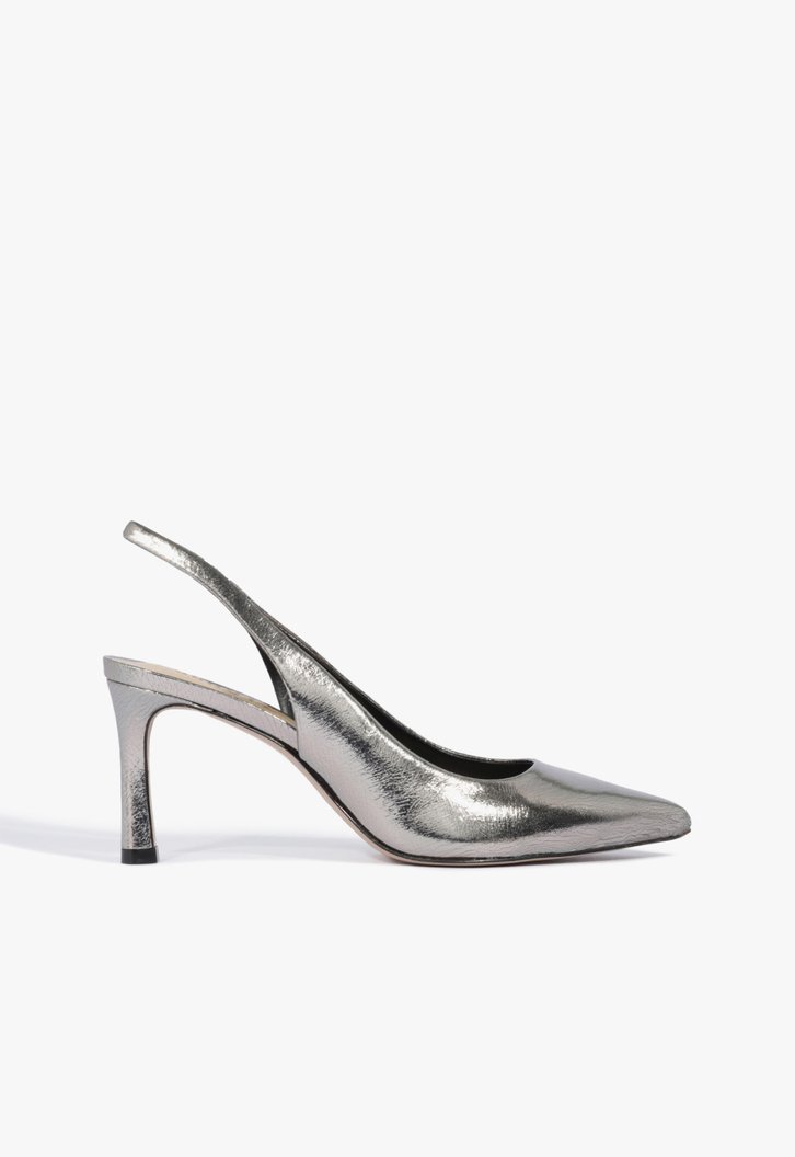 Scarpin Schutz Slingback Mid Heel Prata