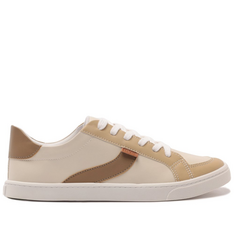 Tênis Faixa Lateral Branco e Bege