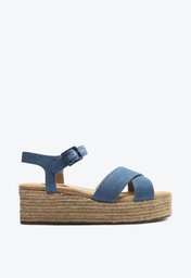 Sandália Plataforma Azul Jeans Anacapri Sola Palha