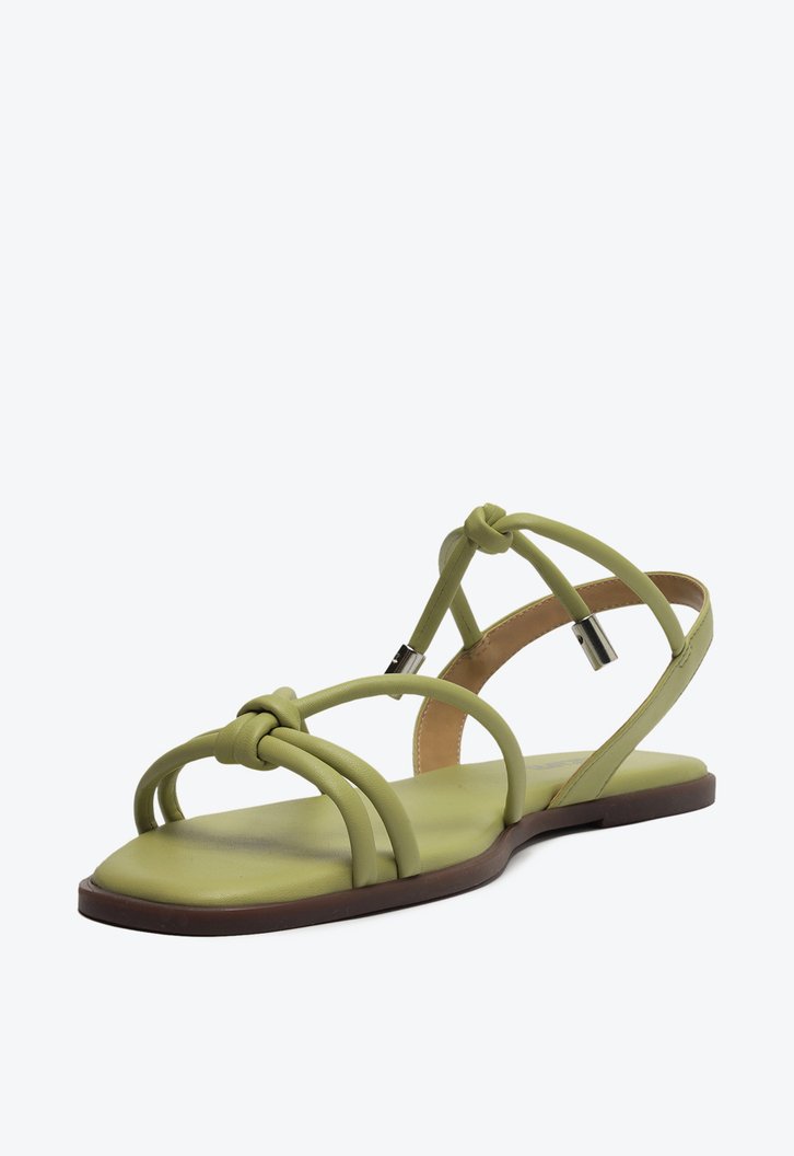 Sandália Rasteira Verde Tiras Boho