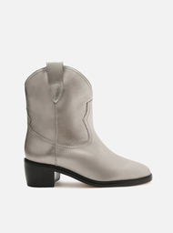 Bota Western Prata Arezzo Couro Cano Curto Alícia