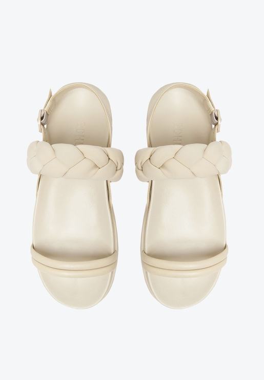 SANDÁLIA PAPETE BRANCA SCHUTZ FLATFORM TRANÇA NYLON