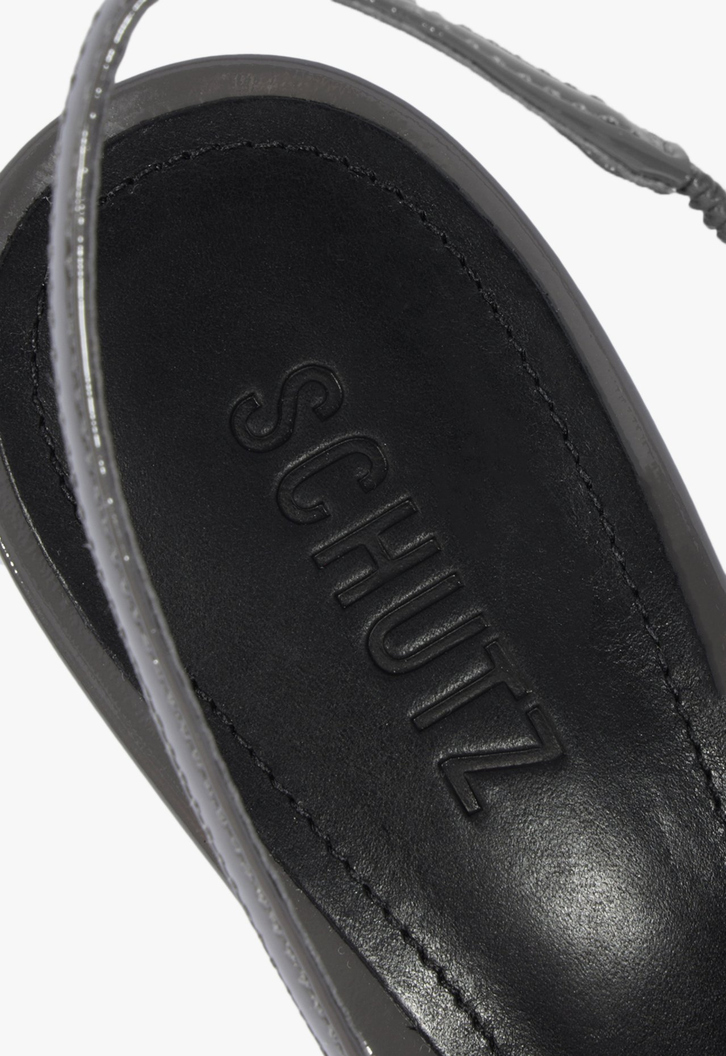 Scarpin Slingback Lexi Couro Cinza