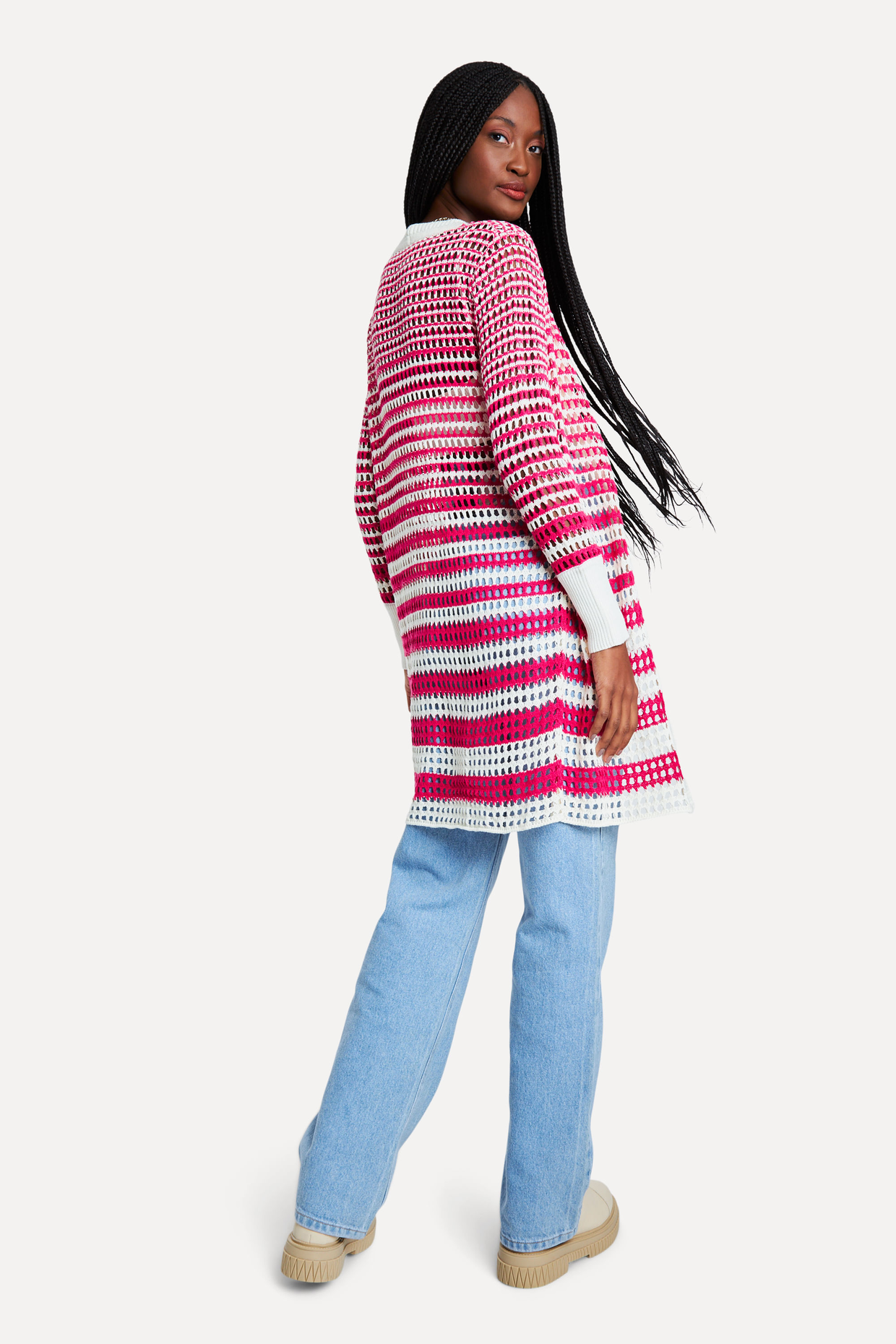 CARDIGAN ROSA REVERSA TRICOT BICOLOR | ZZ MALL