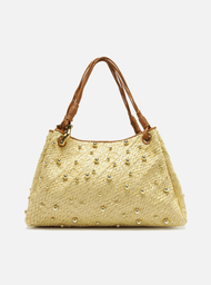 Bolsa Shopping Natural Arezzo Palha Grande Esferas