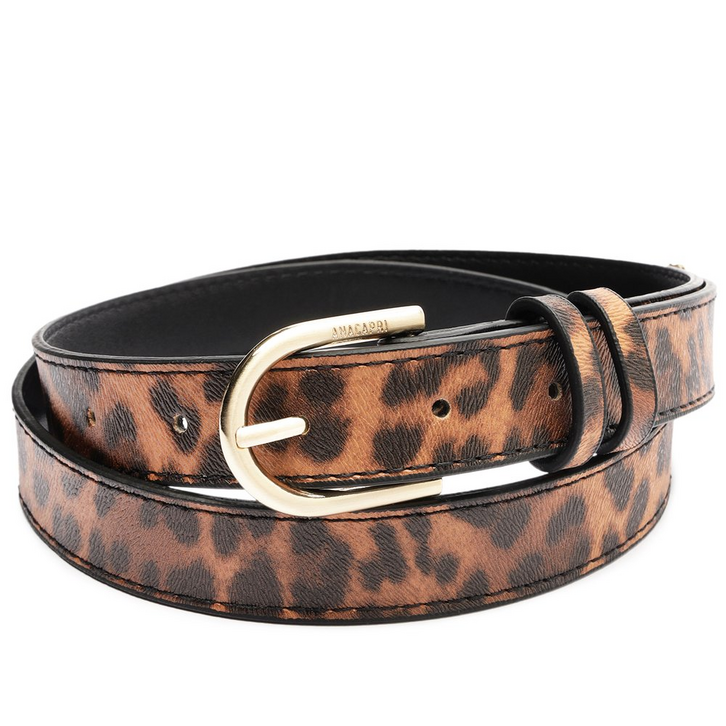 Cinto Fino Fivela Metálica Valentina Animal Print Onça