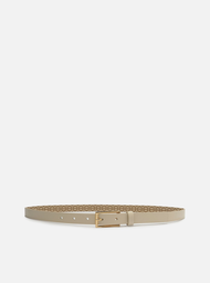 Cinto Off-white Arezzo Couro Fino Fivela Liso